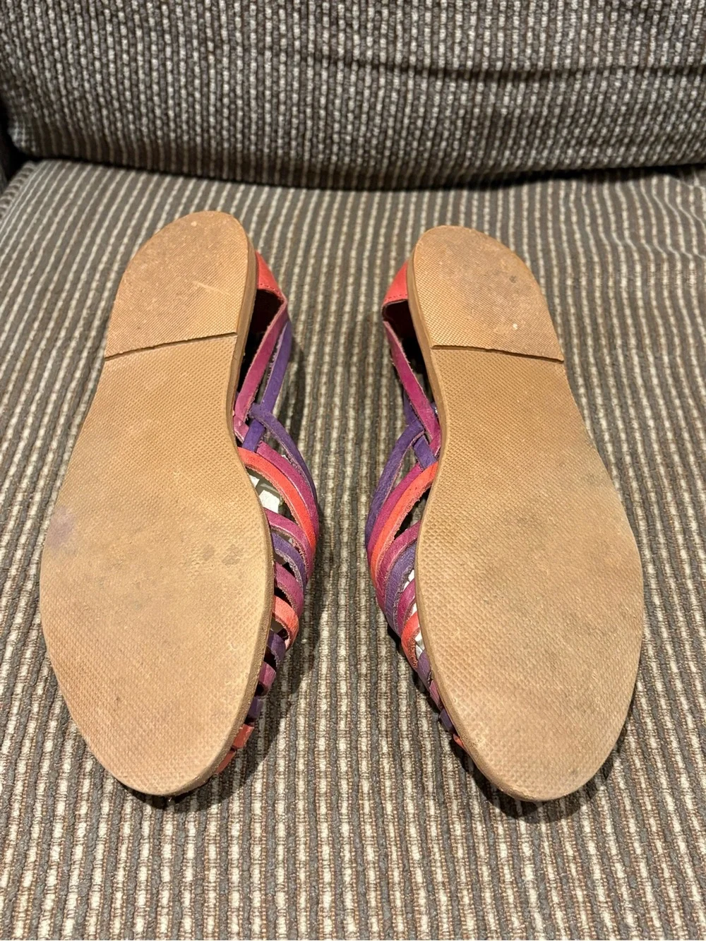 Pink & Purple Woven Leather Huarache Flats - Picture 8 of 10
